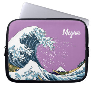 Purple Personalised Great Wave off Kanagawa Laptop Sleeve
