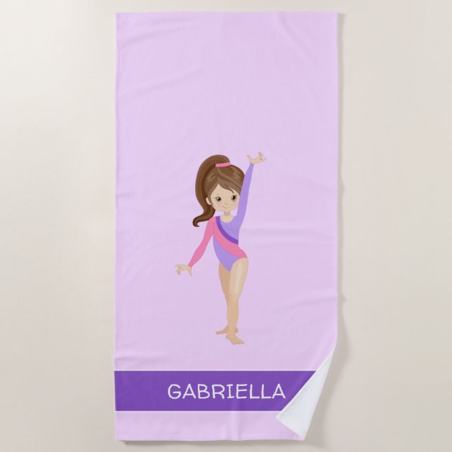 Purple Personalised Gymnastics Beach Towel (Front)
