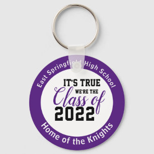Purple Personalised High School Class of 2022 Key Ring