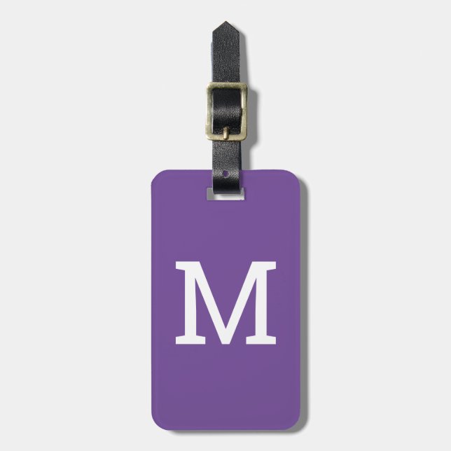 Purple Personalised Initial Luggage Tag (Front Vertical)