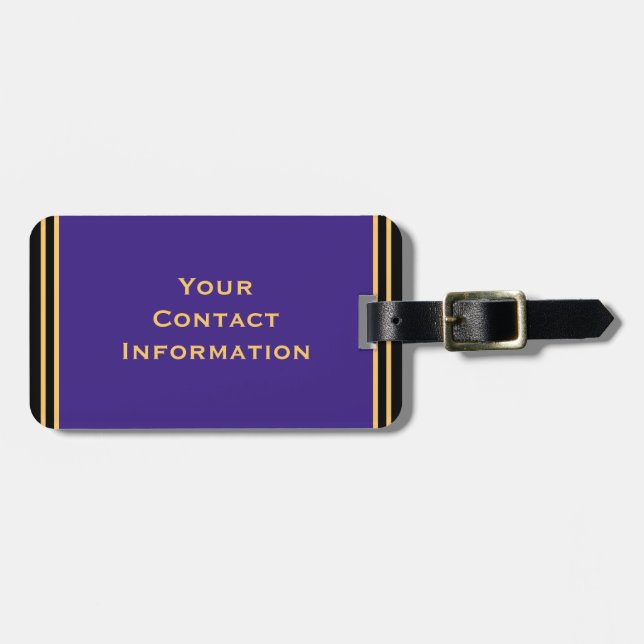 Purple Personalised Luggage Tag (Front Horizontal)