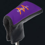 Purple Personalised Monogrammed Blade Style Putter Golf Head Cover<br><div class="desc">Personalised Monogram on a Purple and Orange Blade Style Putter Club Cover in a modern sans-serif font.</div>