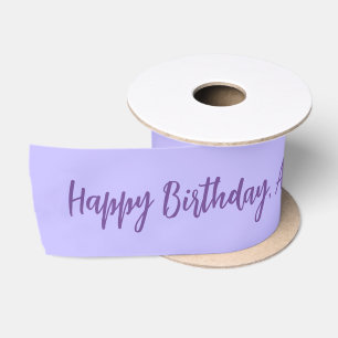 Purple Personalised Name Happy Birthday Satin Ribbon