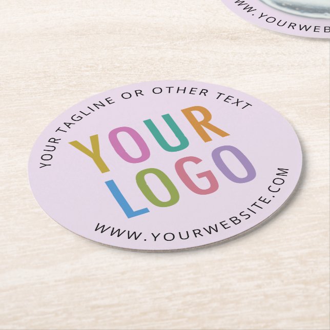 Purple Personalised Paper Coasters Custom Logo (Angled)