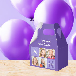 Purple Personalised Photo Cute Birthday Party Favour Box