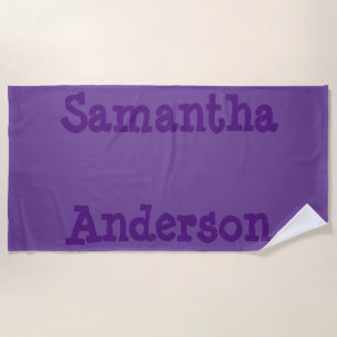 Purple Personalised Typography Beach Towel
