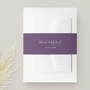 Purple Personalised Wedding Invitation Belly Band