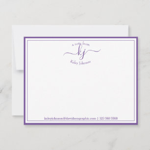 Purple Personalized   From The Desk Of Note Card