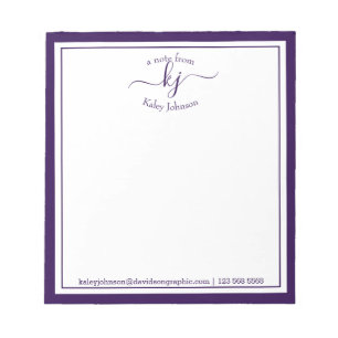 Purple Personalized From The Desk Of Notepad