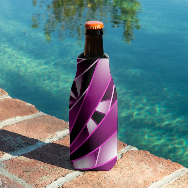 Purple Perspective Gradient Colour Fill Drawing  Bottle Cooler (In Situ Pool)
