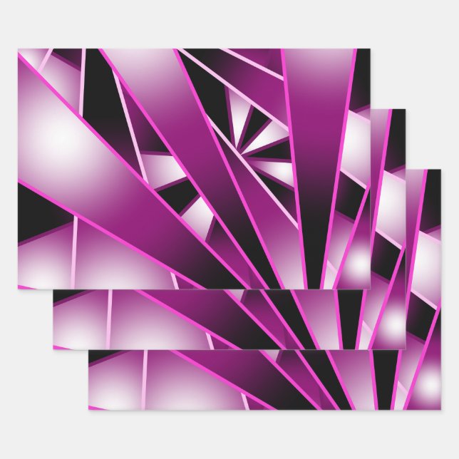 Purple Perspective Gradient Colour Fill Drawing  Wrapping Paper Sheet (Set)