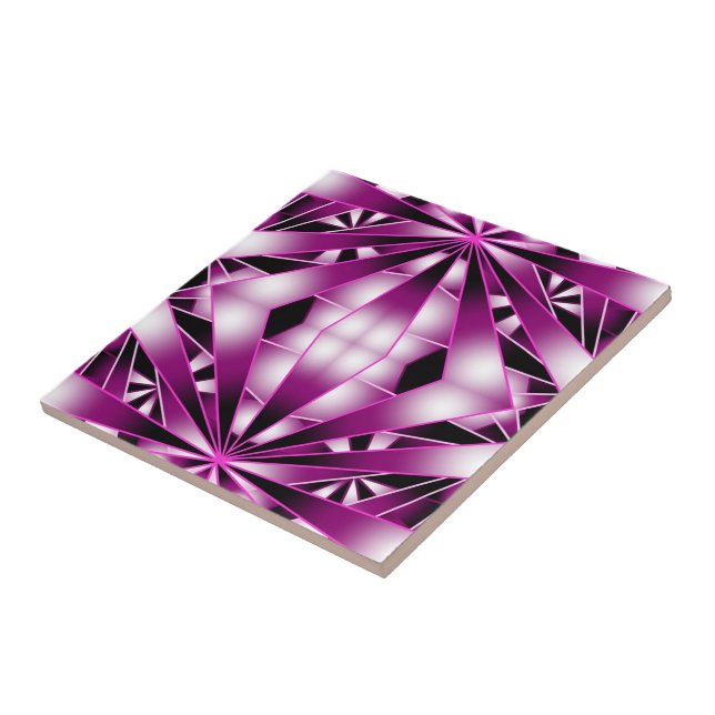 Purple Perspective Gradient Colour Filled Drawing  Ceramic Tile (Side)