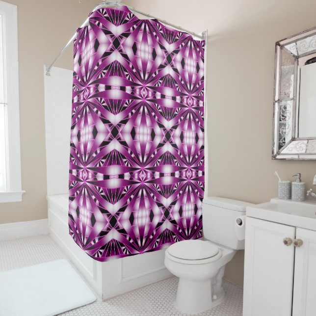 Purple Perspective Gradient Colour Filled Drawing  Shower Curtain (In Situ)