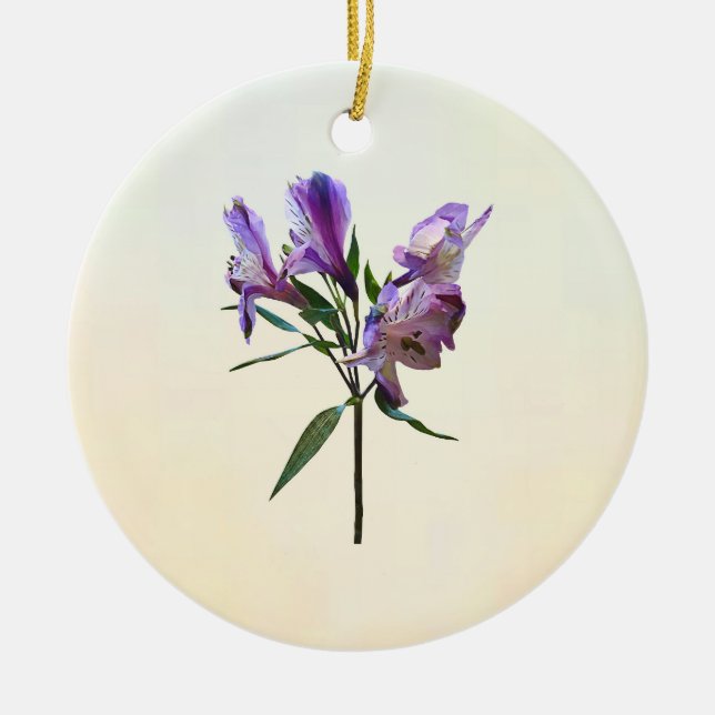 Purple Peruvian Lily Ceramic Ornament (Front)