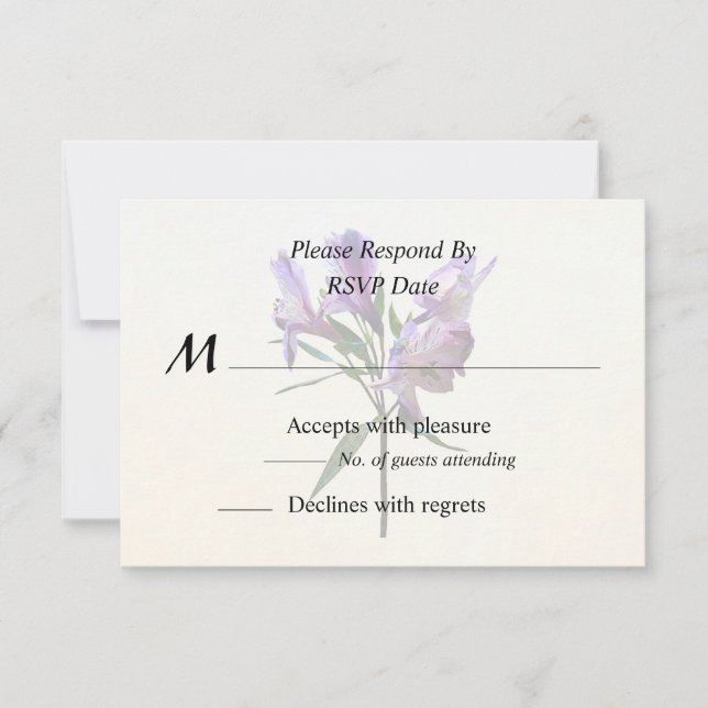 Purple Peruvian Lily RSVP Card (Front)