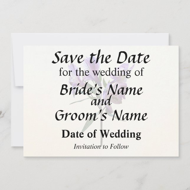 Purple Peruvian Lily Save The Date (Front)