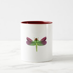Purple Petal Botanical Dragonfly Graphic Two-Tone Coffee Mug