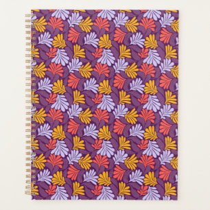 Purple Petal Pattern Spiral Journal Planner