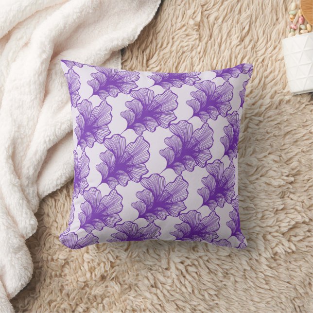 Purple Petals Outline Cushion (Blanket)