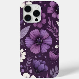Purple Petals Pattern iPhone 15 Pro Max Case