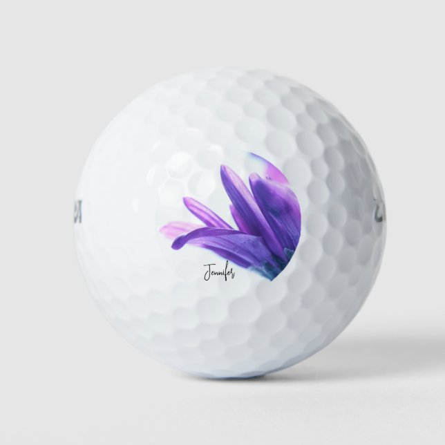 Purple Petals Personalised Golf Balls (Front)
