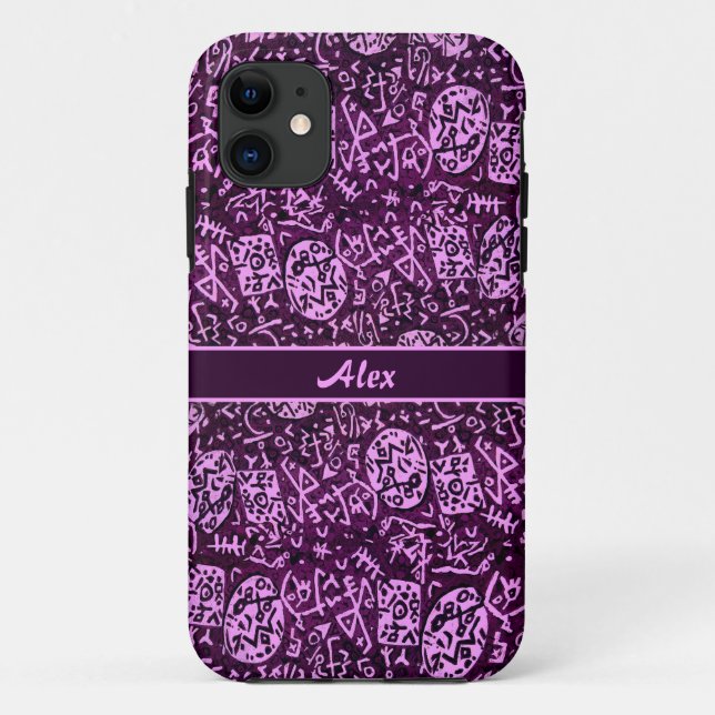 Purple Petroglyphs (customisable) Case-Mate iPhone Case (Back)