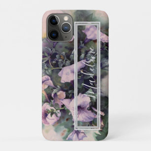 Purple Petunia Floral Watercolor  to Personalise iPhone 11 Pro Case