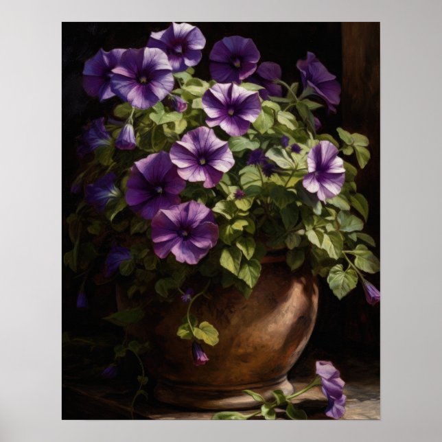 Purple Petunia Flowers Art Print Poster (Front)
