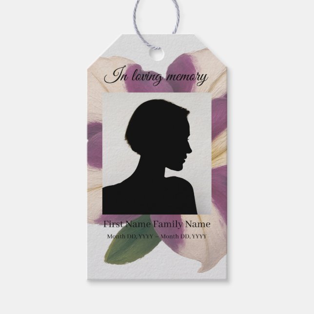 Purple petunia funeral ribbon labels (Front)