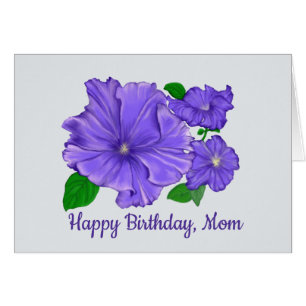 Purple Petunia, Happy Birthday, Mum