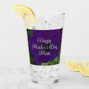 Purple Petunia Photo Best Mom Ever Mother's Day Glass