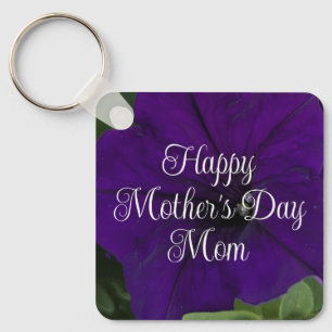 Purple Petunia Photo Best Mom Ever Mother's Day Key Ring