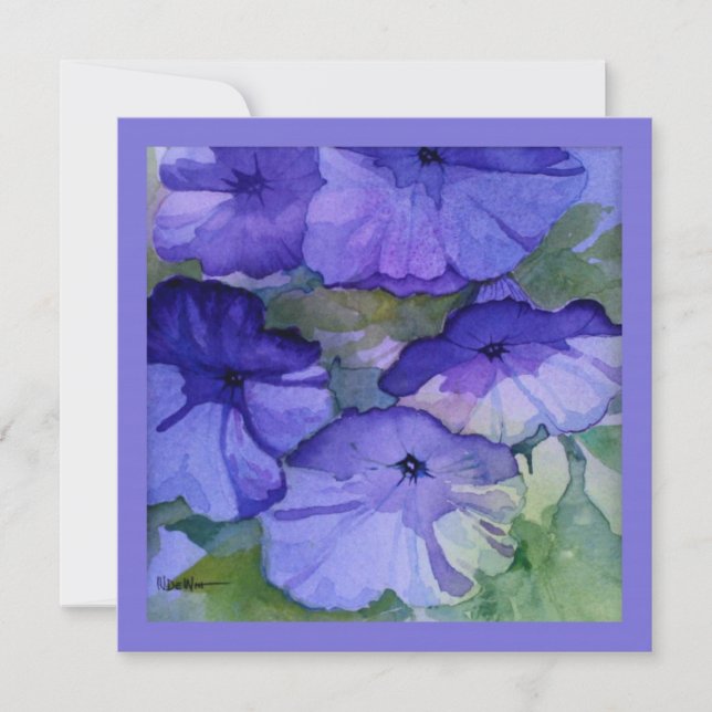 Purple Petunia Tea Party Invitation (Front)