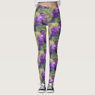 Purple Petunias Abstract Leggings