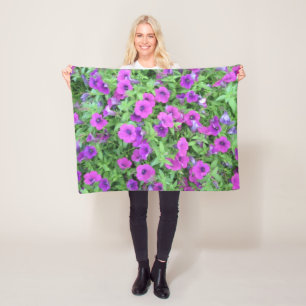 Purple Petunias Fleece Blanket