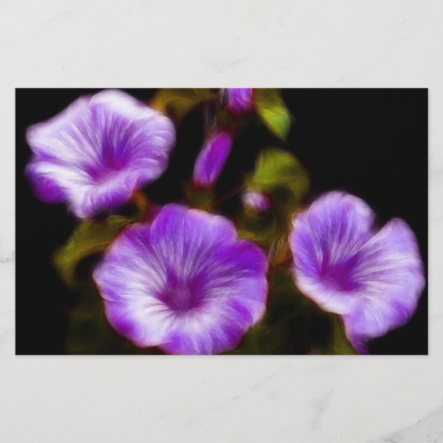 Purple Petunias Stationery (Front)