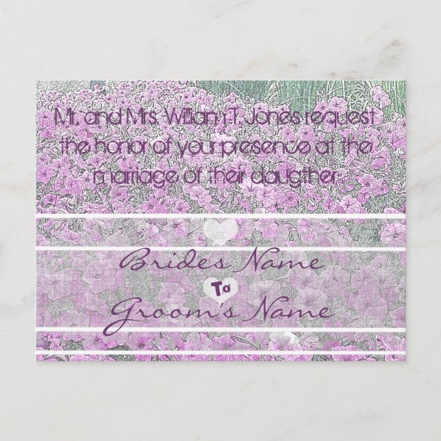 Purple Petunias Wedding Invitations (Front)