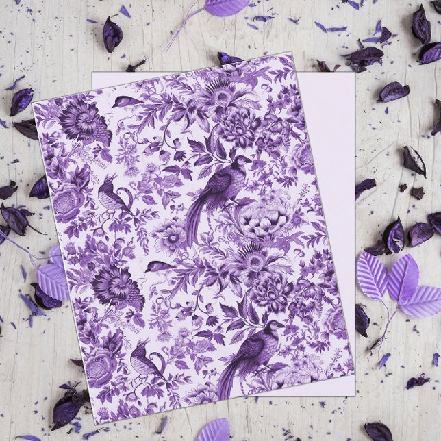 Purple Pheasants Garden French Scrapbook Paper (Creator Uploaded)