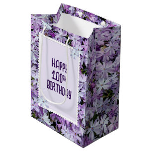 Purple Phlox For 100th Birthday Medium Gift Bag