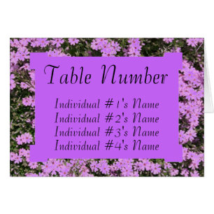Purple Phlox Wedding Table Place Card Template