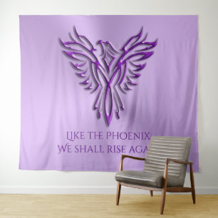 Purple phoenix, uplifting inspiration on lilac tapestry