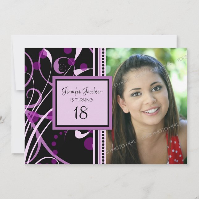 Purple Photo 18th Birthday Party Invitations (Front)