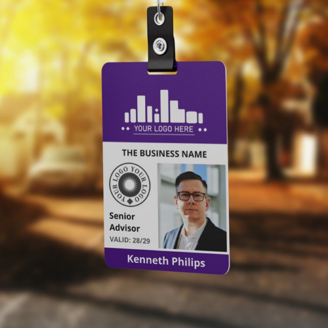 Purple Photo & 2 Logos Employee ID Badge (Creator Uploaded)