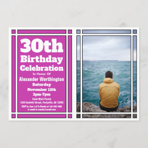 Purple Photo 30th Birthday Party Invitation