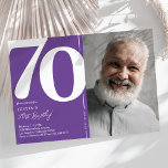 Purple Photo 70th Birthday Party Invitation<br><div class="desc">Create lasting memories at your 70th birthday bash with these trendy purple birthday party invitations! Featuring a large bold serif font showcasing the number '70', a photo of the birthday boy / girl, and a modern template that is easy to personalise, these invitations will capture the spirit of the occasion....</div>