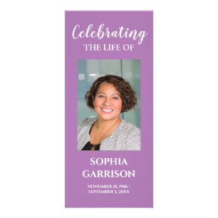 Purple Photo Celebration of Life Memorial Program Rack Card
