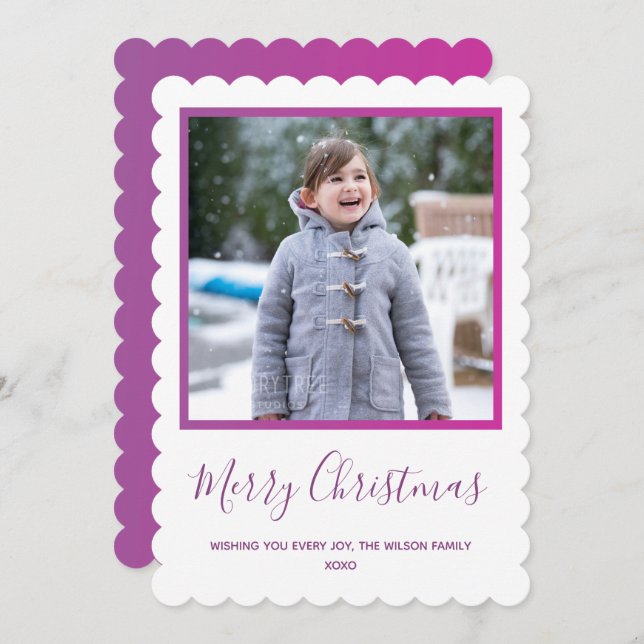 Purple Photo Christmas Holiday Card (Front/Back)