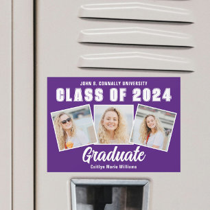 Purple Photo Collage 2025 Graduate Magnet Card