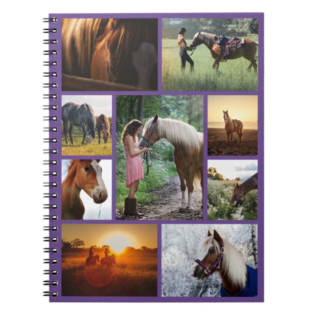 Purple Photo Collage Horse Custom Notebook (Front)