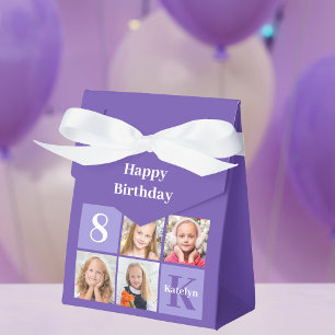 Purple Photo Collage Kids Birthday Party Favour Box